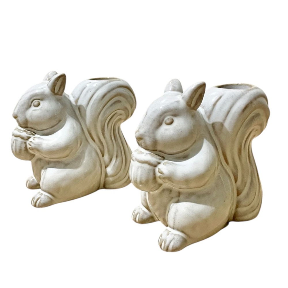 Room Essentials - Ceramic Squirrel Taper Candle Holder - Set of 2